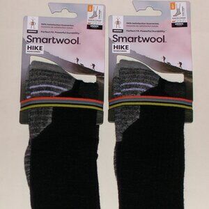 2 Pairs SmartWool Hike Targeted Cushion Unisex Crew Socks Men's Large NWT Black